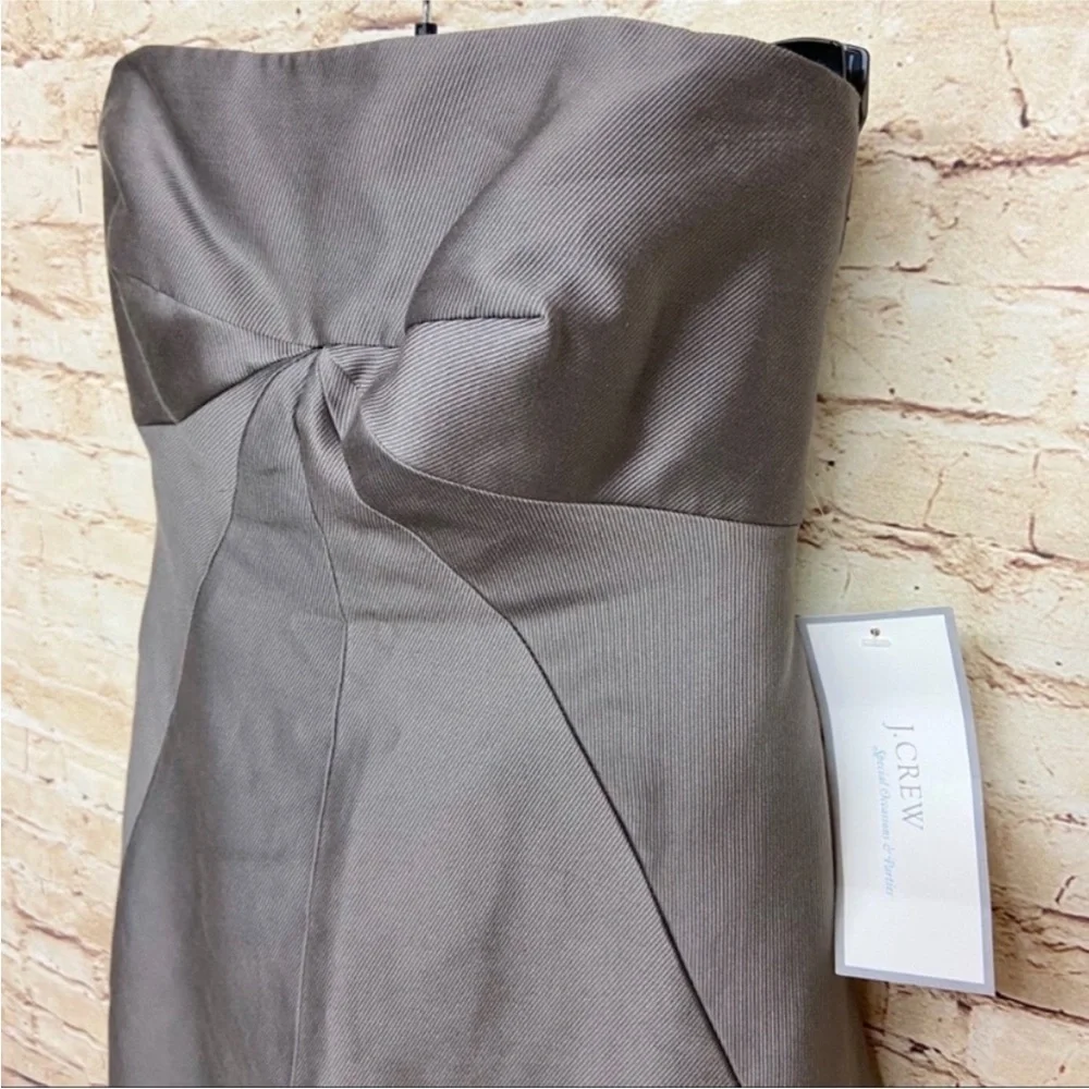 J Crew Special Occasions Dress Size 6 Bridesmaid Strapless Ribbed Silk Gray NWT